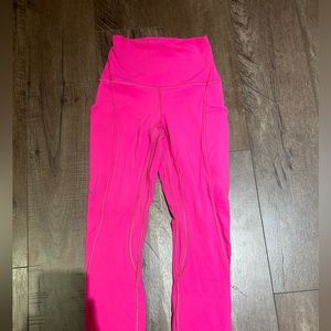 lululemon sonic pink size 0 legging 25” with pockets